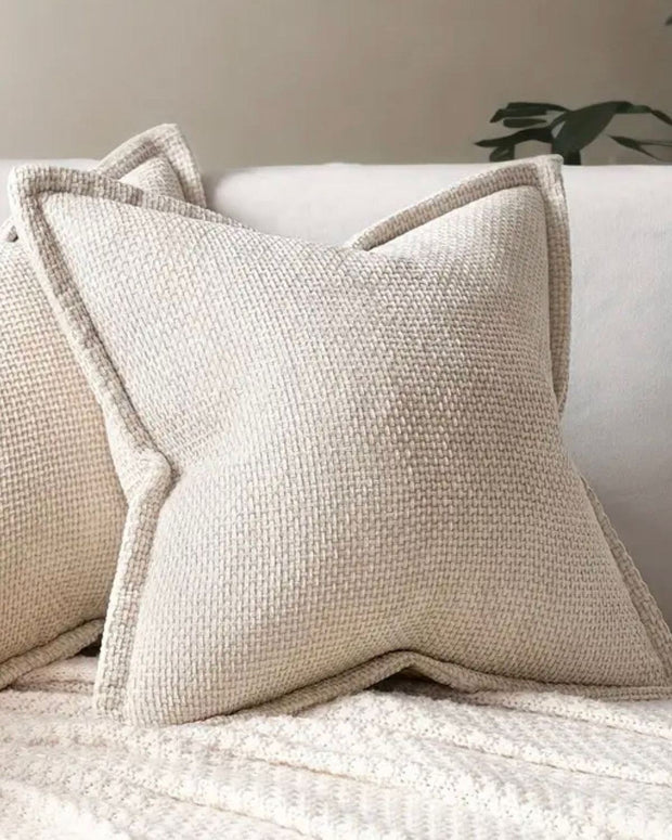 Cream woven design cushion cover by Starlight Express, soft furnishings with textured fabric for decorative comfort.