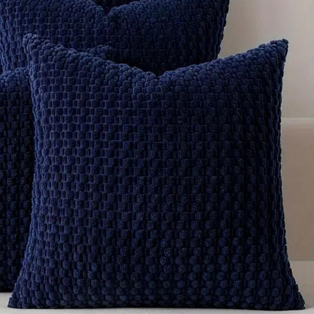 Dark blue honeycomb woven cushion cover from Starlight Express, soft furnishings with textured design and concealed zipper.