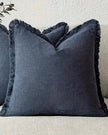 Navy blue cushion cover with frayed edge design from Starlight Express, soft furnishings accessory for stylish home decor.