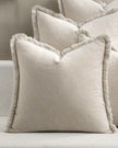 Neutral frayed edge cushion cover from Starlight Express, soft furnishings with textured fabric and stylish design.