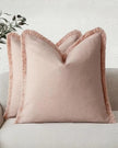 Pink cushion cover with frayed edges from Starlight Express, soft furnishings, featuring a stylish, textured design.