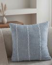 Ocean blue woven line design cushion cover from Starlight Express, soft furnishings with textured fabric and stylish pattern.