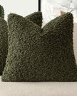 Olive green boucle cushion cover by Starlight Express, soft furnishings with textured fabric and cozy design.