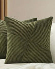 Olive green square cushion cover with chevron design from Starlight Express, soft furnishings for stylish home decor.
