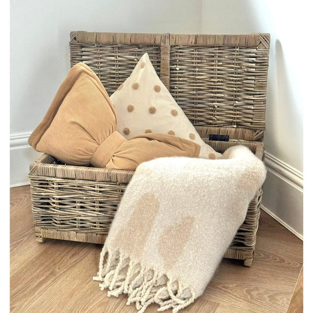 Beige polka dot cushion cover from Starlight Express, soft furnishings, featuring a cozy fabric with playful dot pattern.