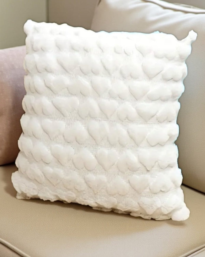 White heart woven design cushion cover by Starlight Express, soft furnishings decor with a cozy, textured pattern.