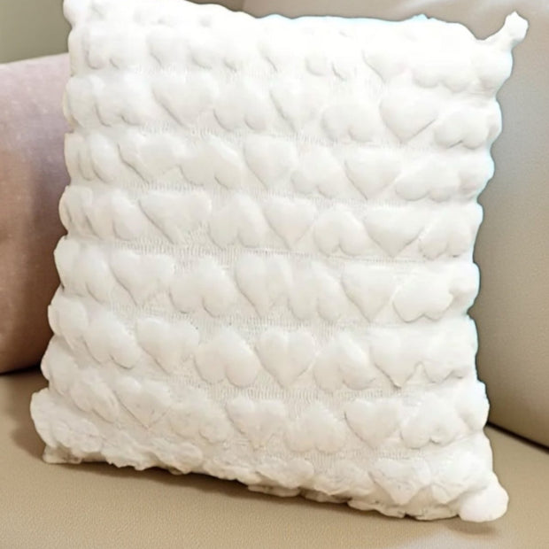 White heart woven design cushion cover by Starlight Express, soft furnishings decor with a cozy, textured pattern.