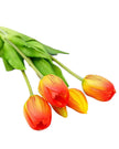 Bunch of 5 artificial tulip stems with golden sunrise petals, realistic spring flowers by Starlight Express.