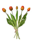Bunch of 5 artificial tulip stems in Golden Sunrise color, from Starlight Express, showcasing spring flower details.