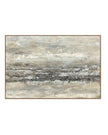 Neutral abstract traverse wooden framed wall art painting on canvas by Hill Interiors, featuring modern, artistic design.