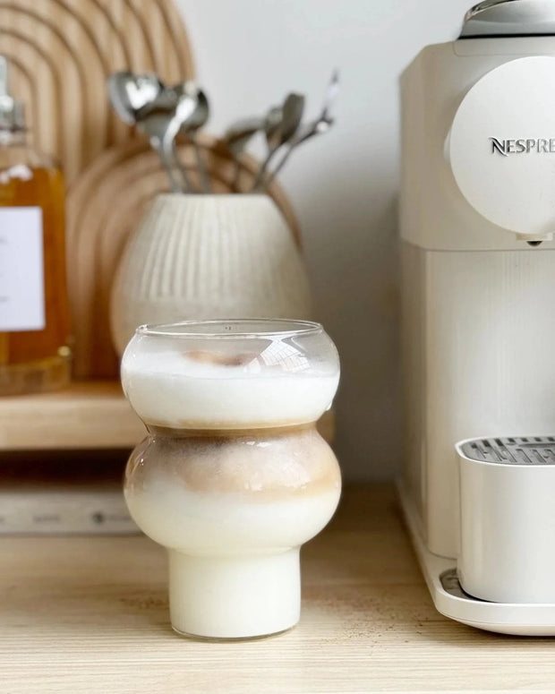 Stemmed Glass Bubble Mug - Glass Iced Coffee Cup