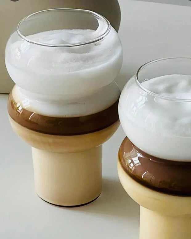 Stemmed Glass Bubble Mug - Glass Iced Coffee Cup - Kitchen & DiningKitchen & Dining - Lulu Loves Home