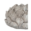 Stone concrete artichoke tealight candle holder, decorative home decor piece by Hill Interiors with a textured artichoke design.