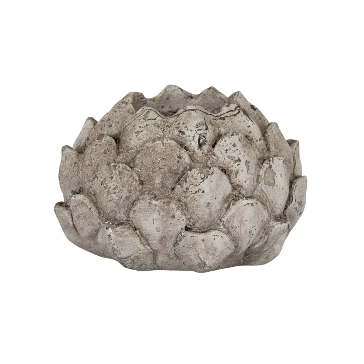 Stone concrete artichoke tealight candle holder from Hill Interiors, stylish home decor accent with detailed artichoke design.