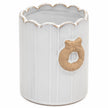 Scalloped rim and raised wreath detail on stoneglazed Christmas pot
