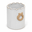 Empty stoneglazed Christmas wreath pot on white background