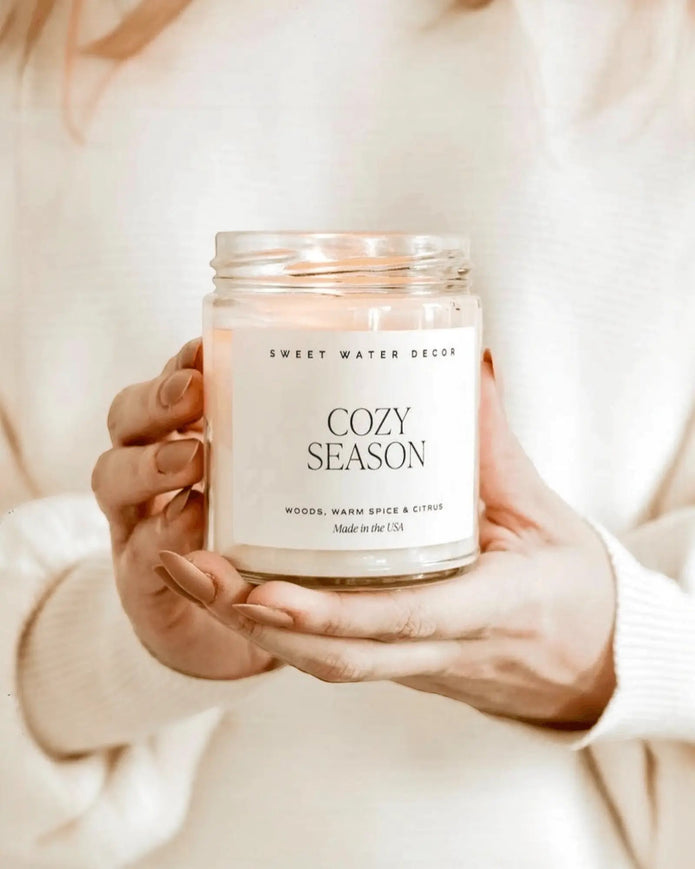 Sweet Water Decor - Clear Glass Candle - Cozy Season PRE ORDER THREE WEEK DELIVERY - CandlesCandles - Lulu Loves Home