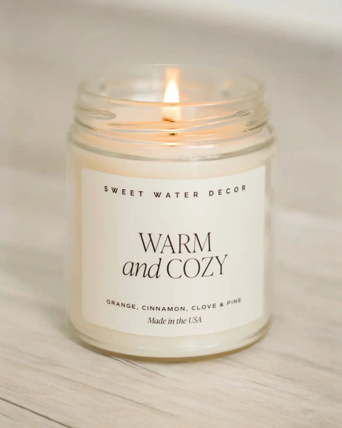 Sweet Water Decor - Clear Glass Candle Jar - Warm and Cozy - Seasonal Decor - AutumnSeasonal Decor - Autumn - Lulu Loves Home