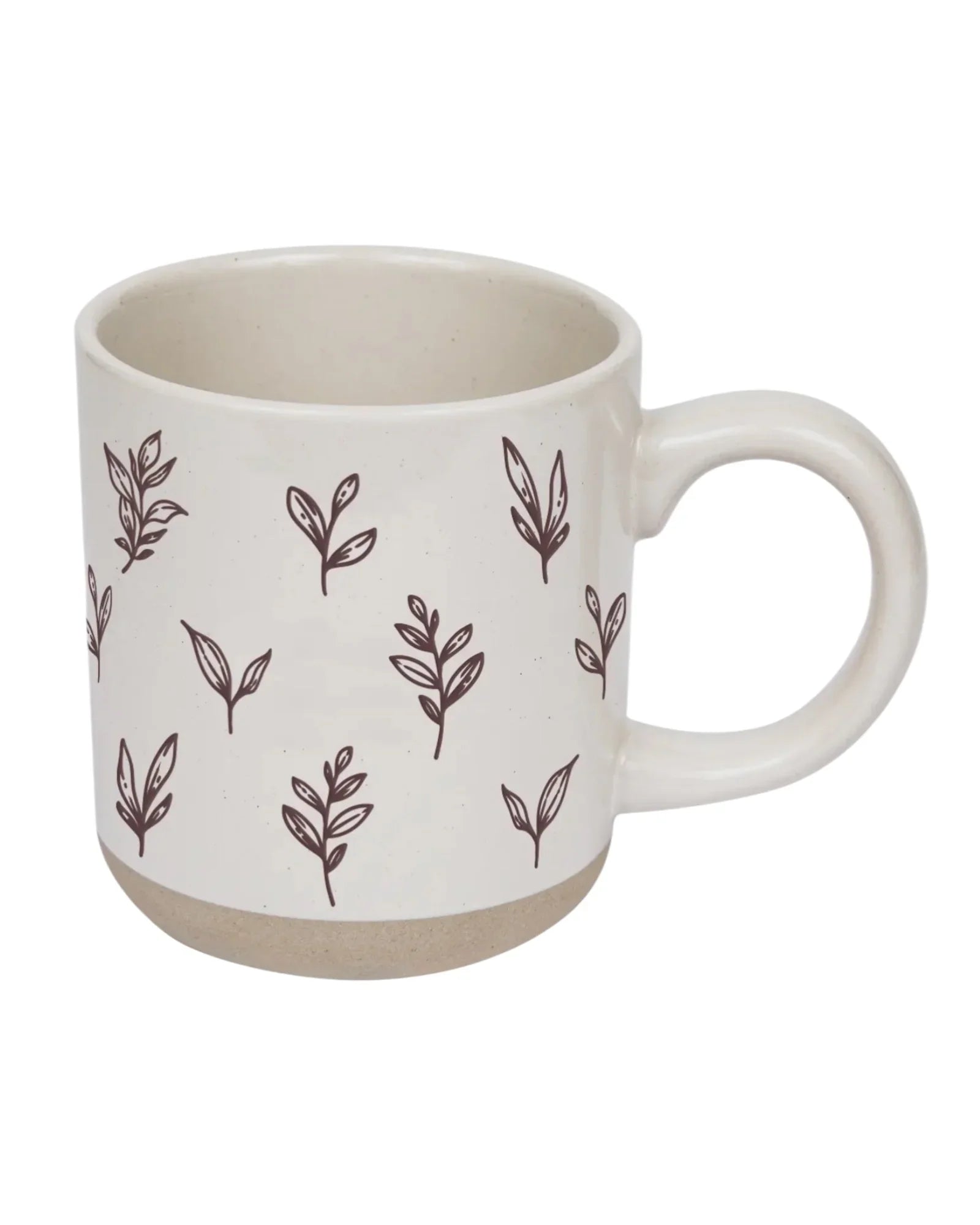 Sweet Water Decor - Cream Glazed Ceramic Mug - Brown Leaves - Kitchen & DiningKitchen & Dining - Lulu Loves Home