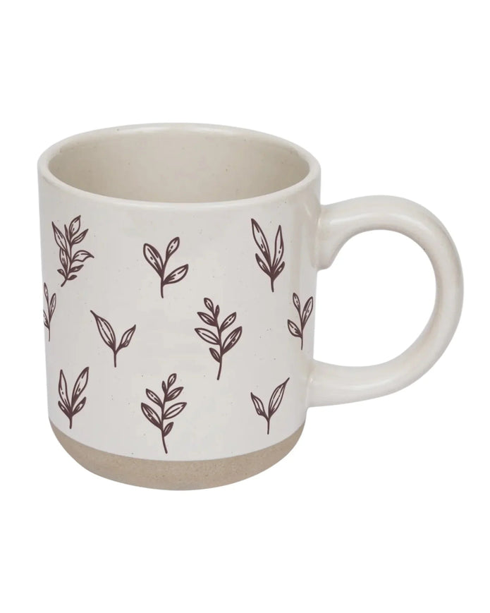Sweet Water Decor - Cream Glazed Ceramic Mug - Brown Leaves - Kitchen & DiningKitchen & Dining - Lulu Loves Home