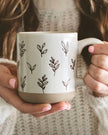Sweet Water Decor - Cream Glazed Ceramic Mug - Brown Leaves - Kitchen & DiningKitchen & Dining - Lulu Loves Home