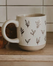 Sweet Water Decor - Cream Glazed Ceramic Mug - Brown Leaves - Kitchen & DiningKitchen & Dining - Lulu Loves Home