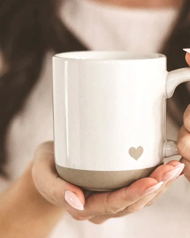 Sweet Water Decor - Cream Glazed Ceramic Mug - Cream Heart PRE ORDER THREE WEEK DELIVERY - Kitchen & DiningKitchen & Dining - Lulu Loves Home