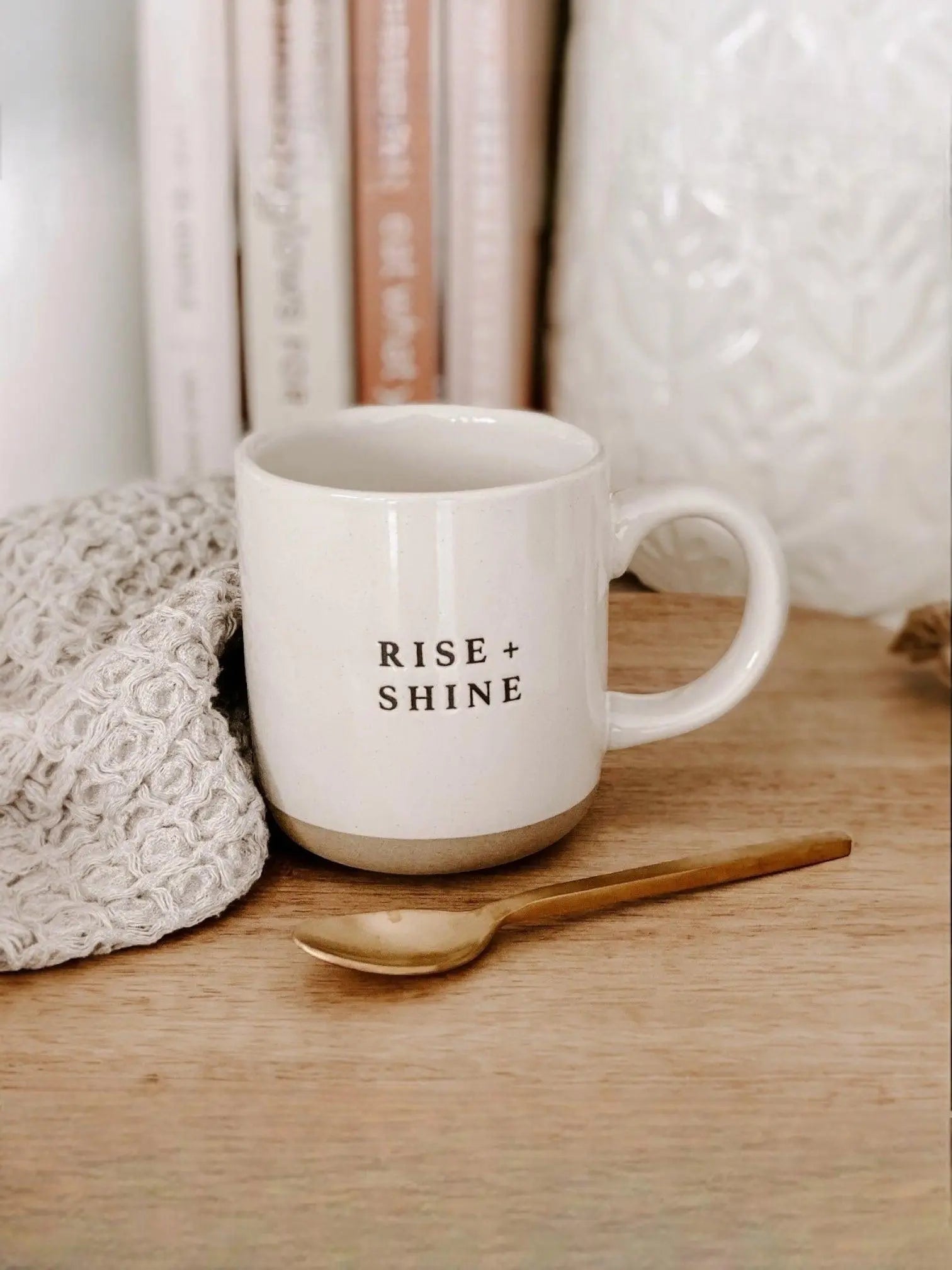 Sweet Water Decor - Cream Glazed Ceramic Mug - Rise + Shine - Kitchen & DiningKitchen & Dining - Lulu Loves Home