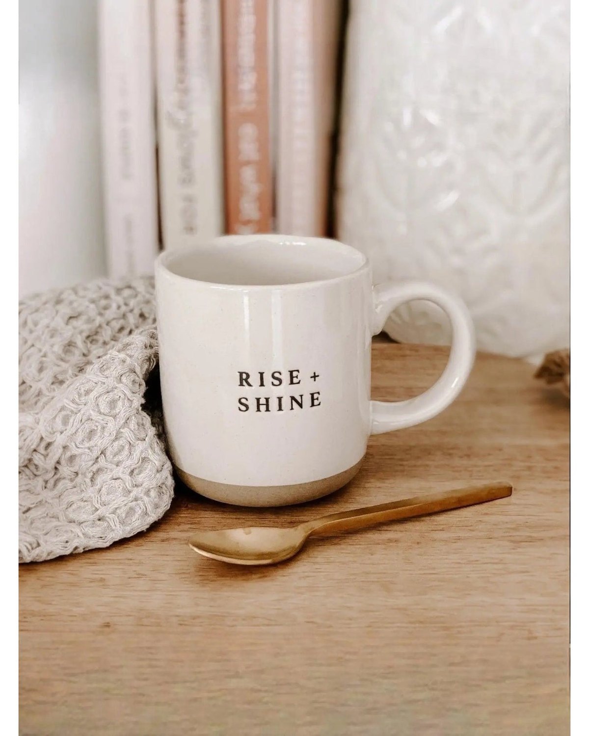 Cream glazed ceramic mug by Sweet Water Decor with 