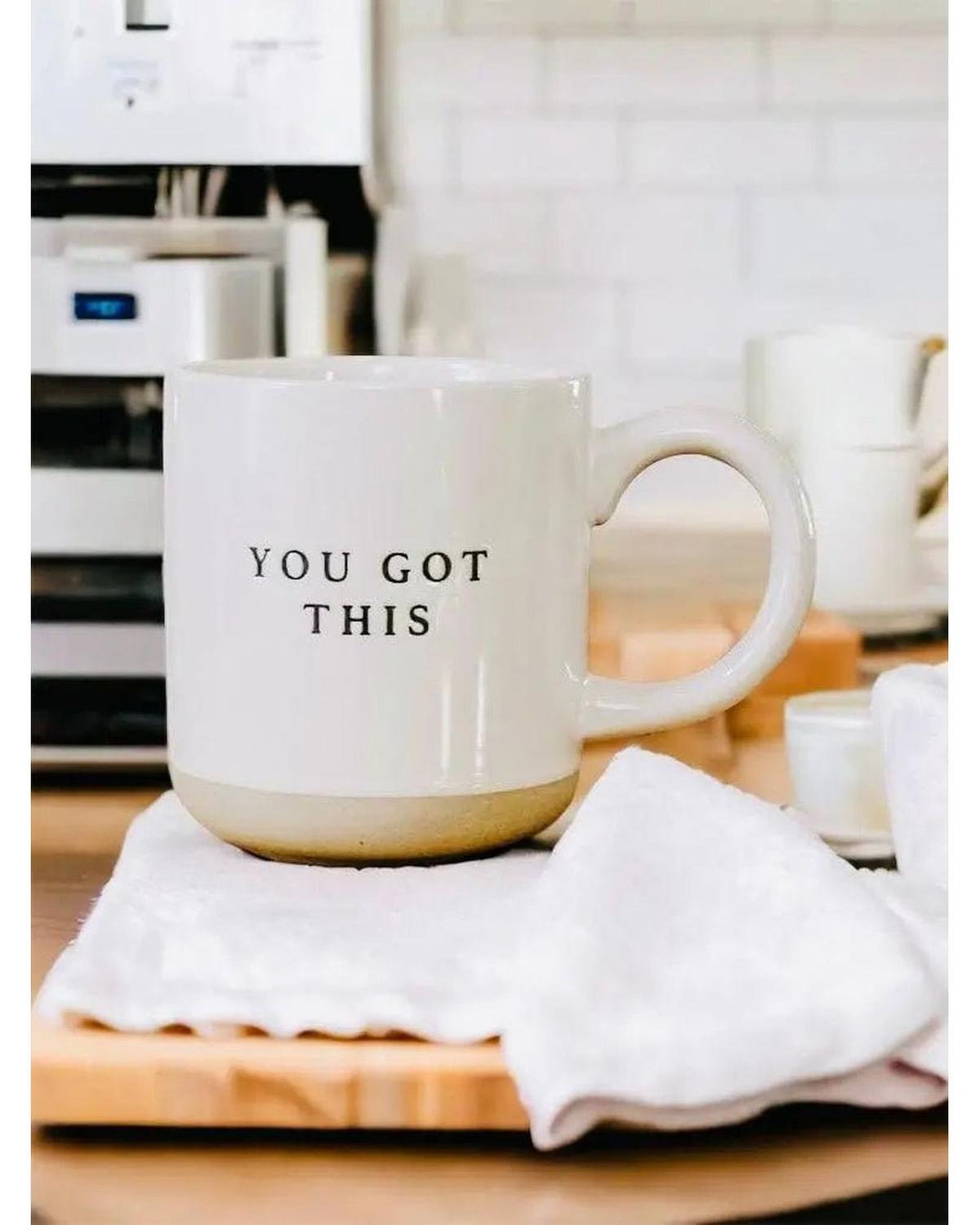 Cream glazed ceramic mug by Sweet Water Decor with 
