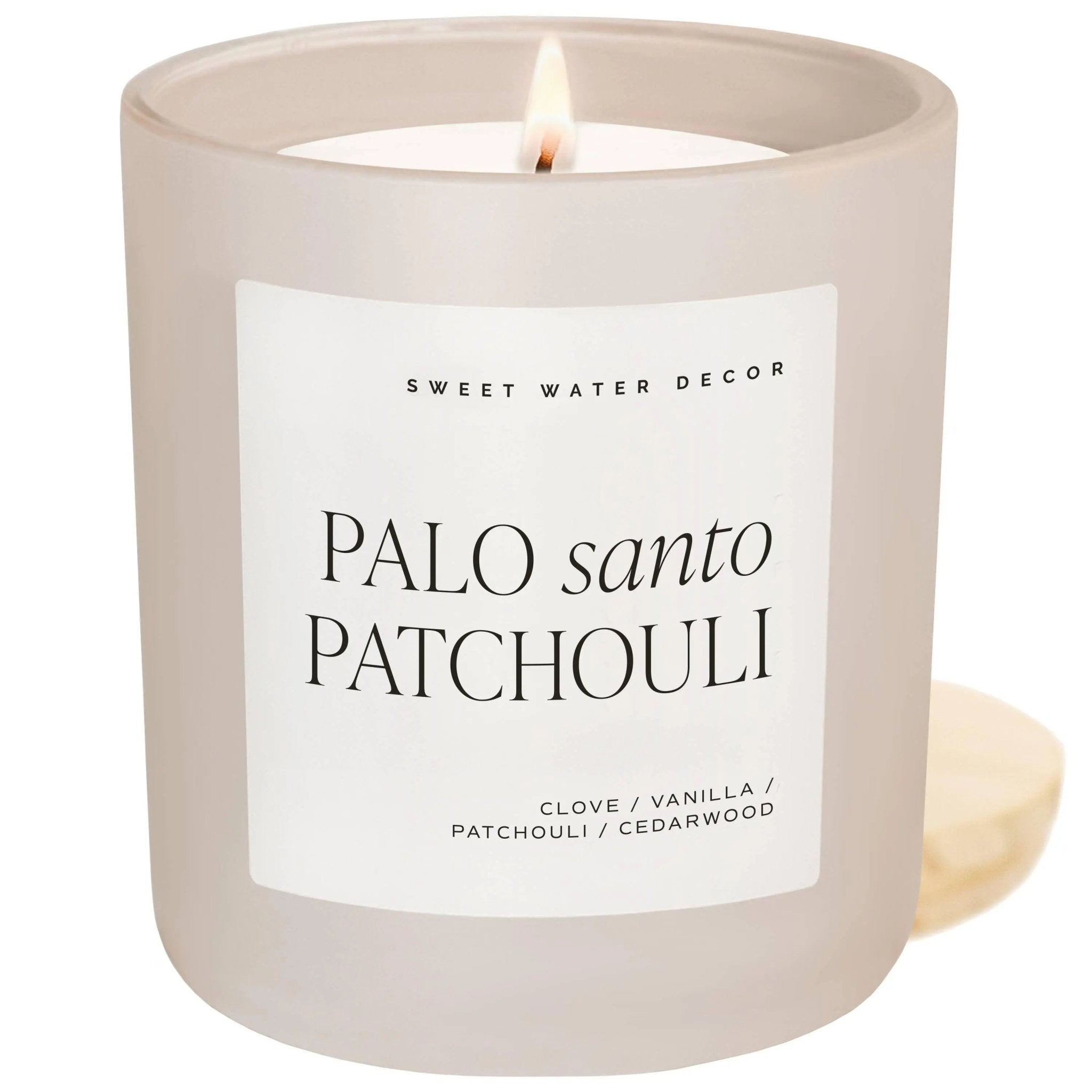 Sweet Water Decor - Natural Matte Large Glass Candle Jar - Palo Santo Patchouli PRE ORDER THREE WEEK DELIVERY - CandlesCandles - Lulu Loves Home