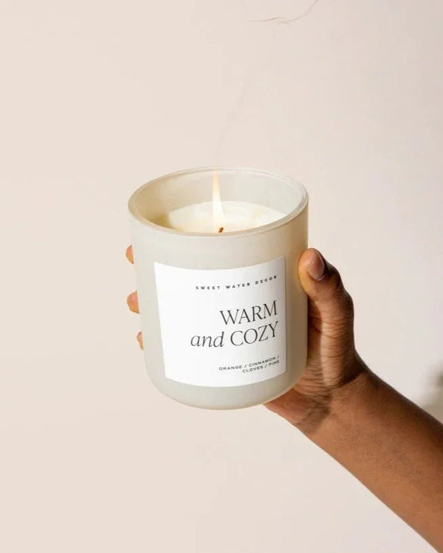 Sweet Water Decor - Natural Matte Large Glass Candle Jar - Warm and Cozy - CandlesCandles - Lulu Loves Home