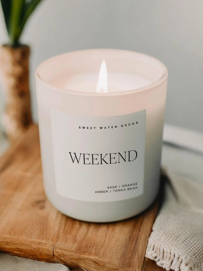 Sweet Water Decor - Natural Matte Large Glass Candle Jar - Weekend - CandlesCandles - Lulu Loves Home