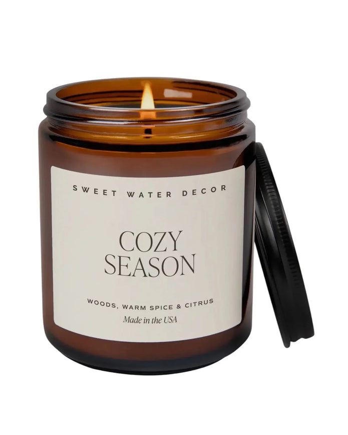 Sweet Water Decor Warm and Cozy Candle - Brown Glass - Seasonal Decor - AutumnSeasonal Decor - Autumn - Lulu Loves Home