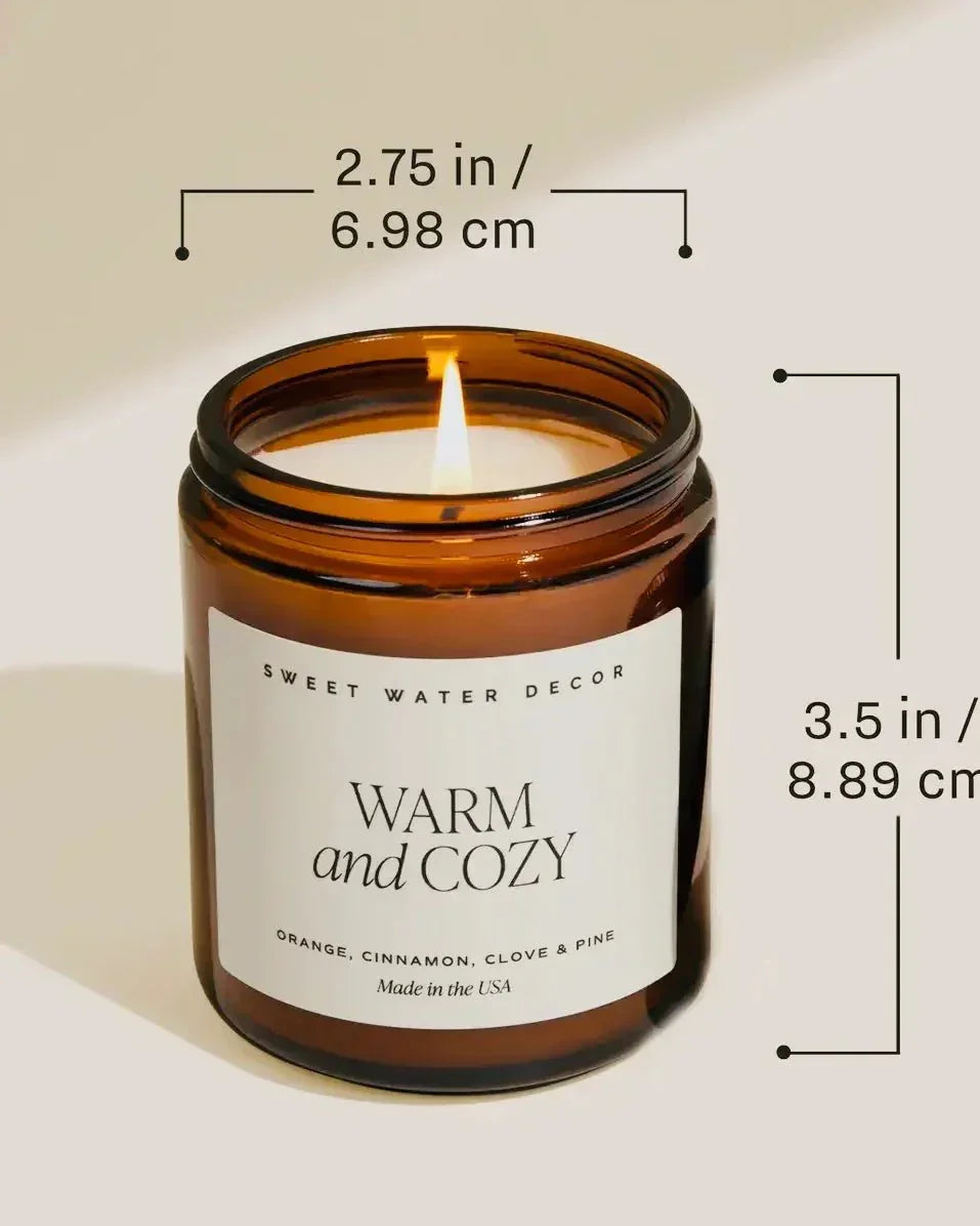 Sweet Water Decor Warm and Cozy Candle - Brown Glass - Seasonal Decor - AutumnSeasonal Decor - Autumn - Lulu Loves Home