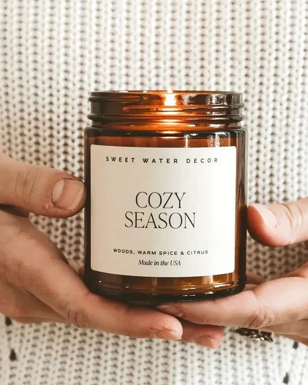 Sweet Water Decor Warm and Cozy Candle - Brown Glass - Seasonal Decor - AutumnSeasonal Decor - Autumn - Lulu Loves Home