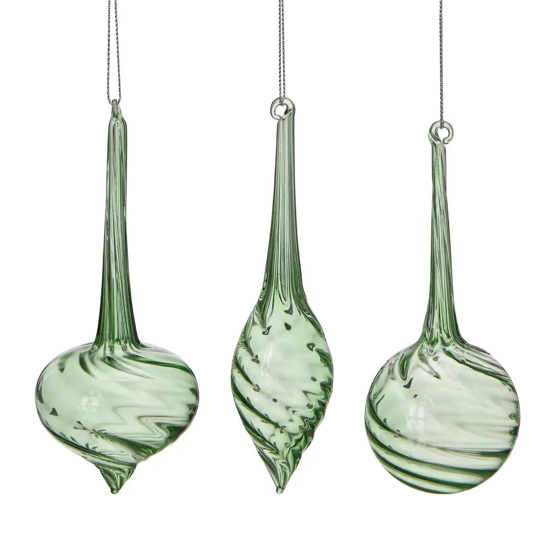 Green Glass Large Teardrop Bauble