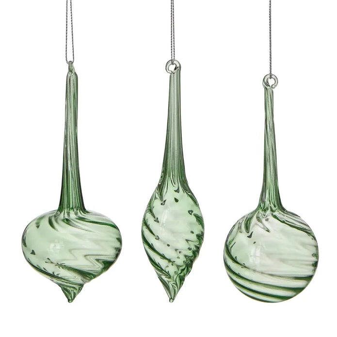 Green Glass Large Teardrop Bauble