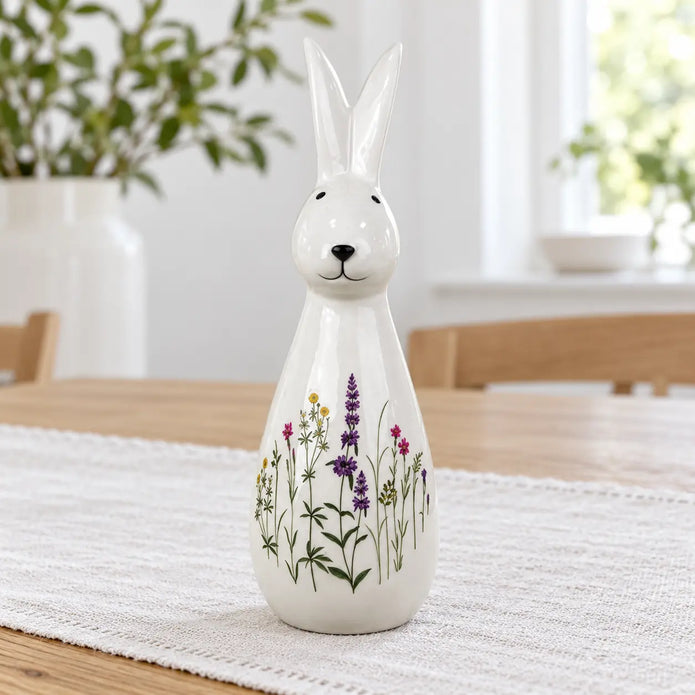Satchville Tall Meadow Rabbit spring decoration with soft neutral finish and upright design