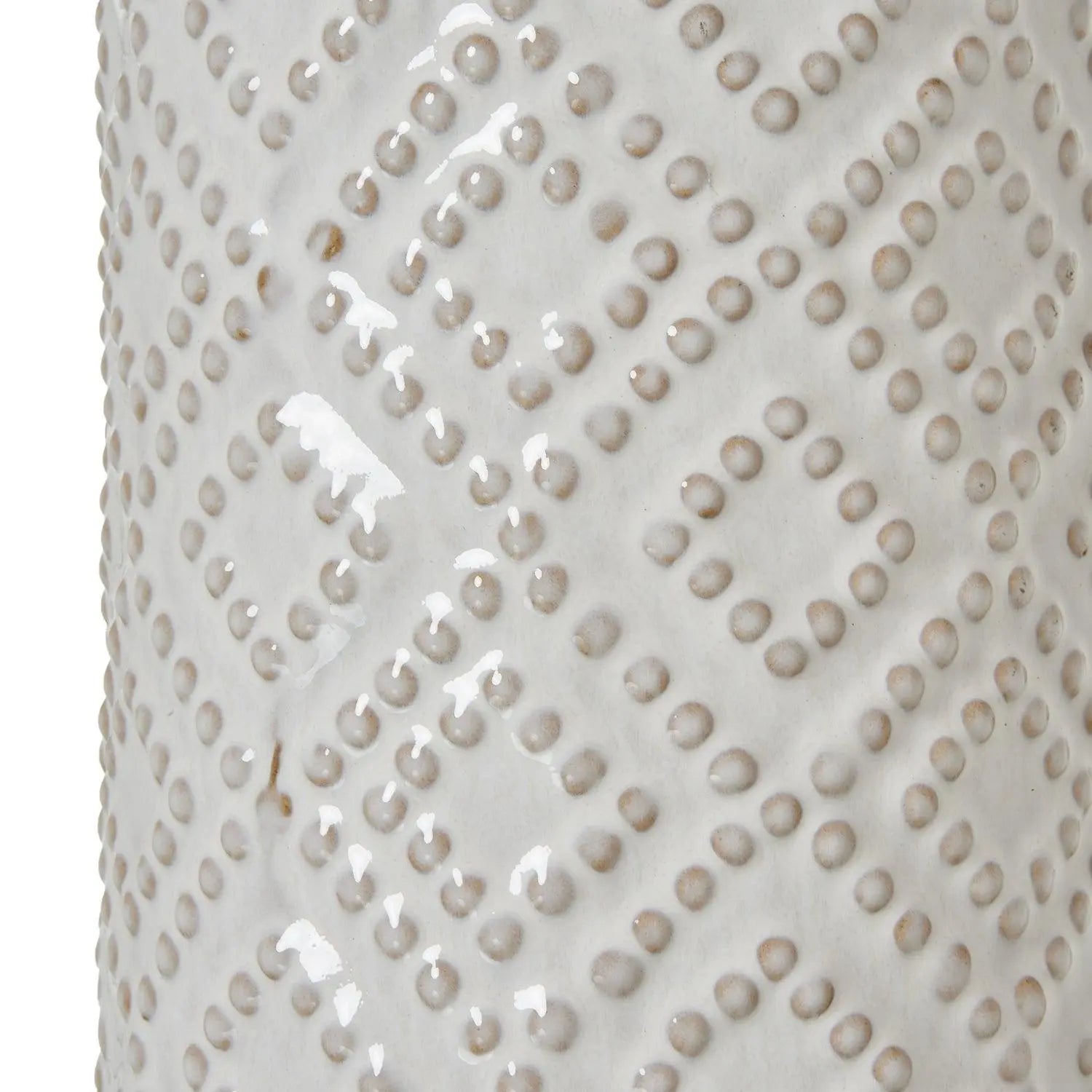 Tall White Beaded Ceramic Lamp With Linen Shade - LightingLighting - Lulu Loves Home