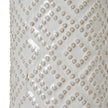 Tall White Beaded Ceramic Lamp With Linen Shade - LightingLighting - Lulu Loves Home