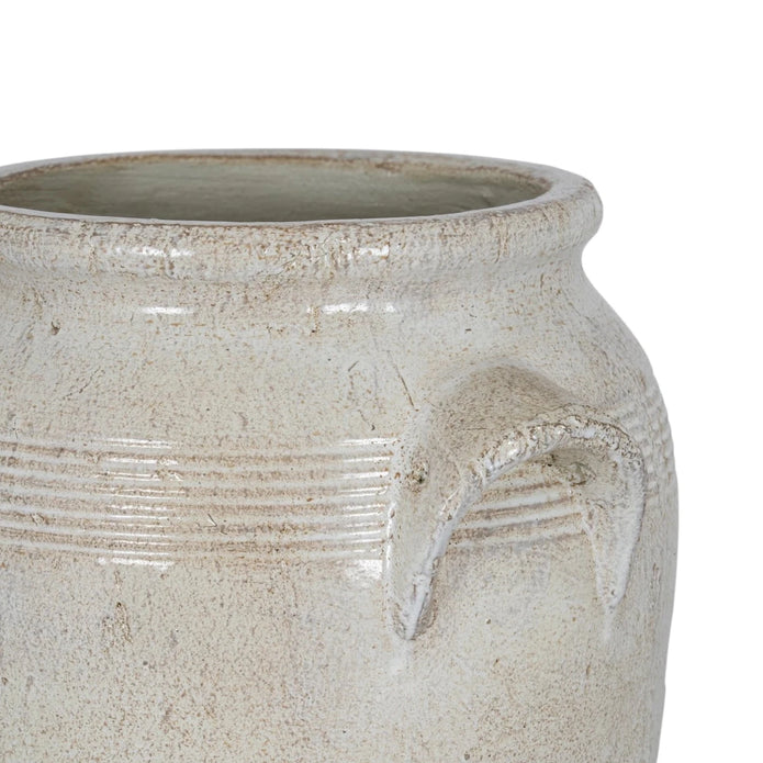 Tarn Neutral Glazed Vase by Hill Interiors, ceramic vase with a smooth, neutral-toned glazed finish and rounded shape.