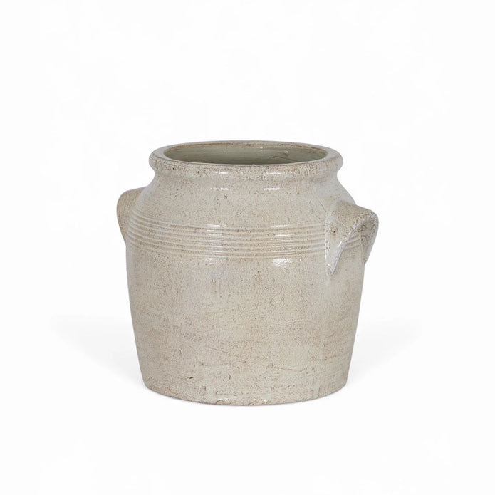 Tarn Neutral Glazed Vase by Hill Interiors, showcasing a sleek, modern ceramic vase with a smooth neutral glaze finish.