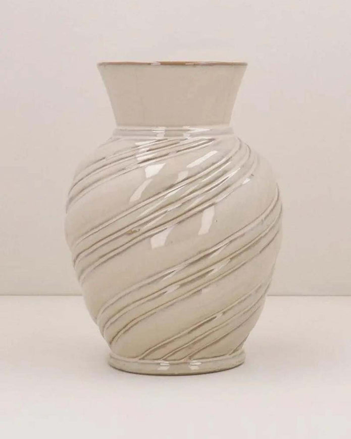 Taupe Stoneware Twist Vase - VasesVases - Lulu Loves Home