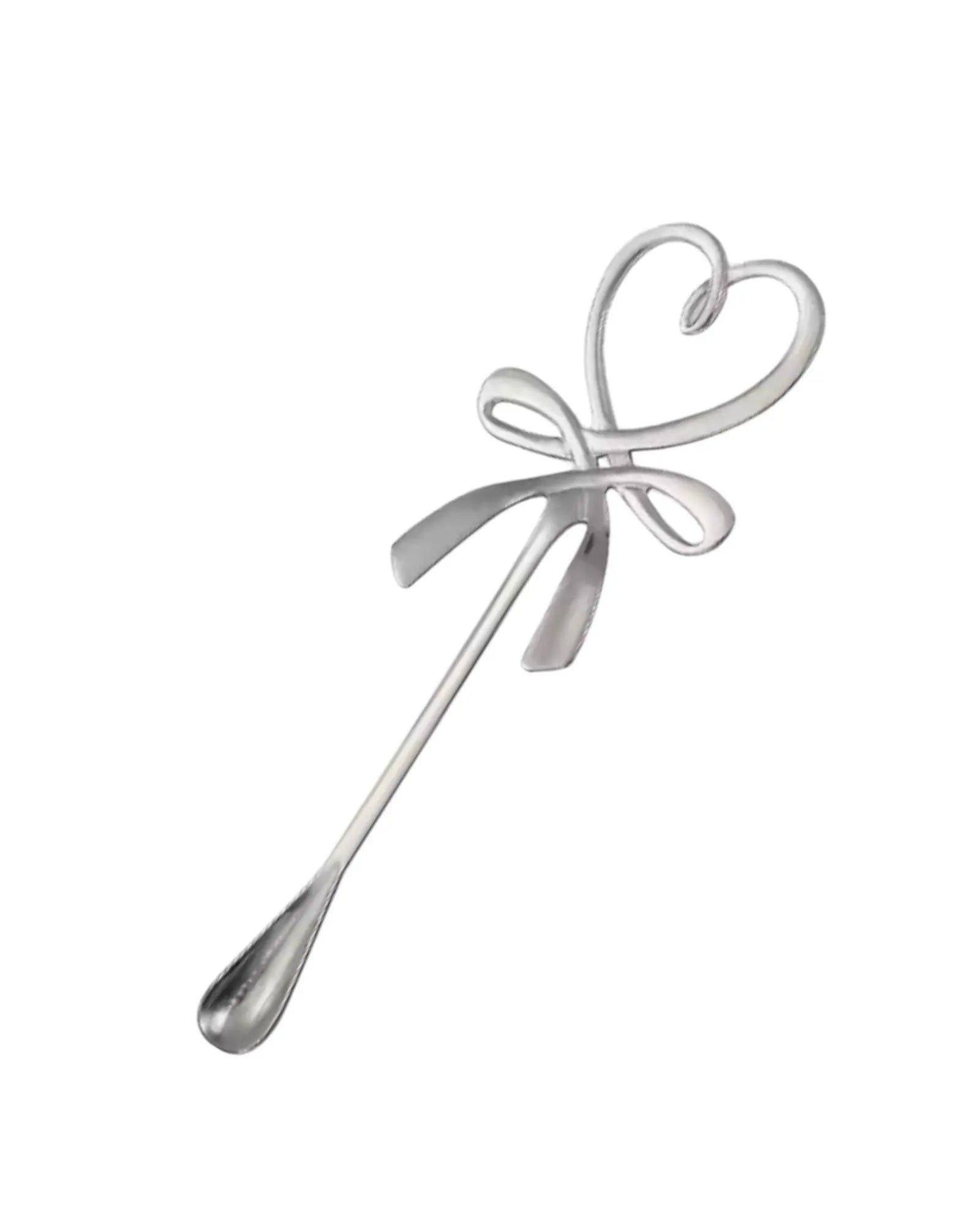 Tea Spoon Silver Heart And Bow - Kitchen & DiningKitchen & Dining - Lulu Loves Home