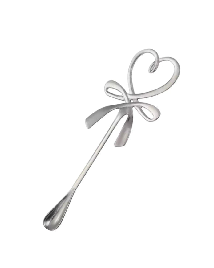 Tea Spoon Silver Heart And Bow - Kitchen & DiningKitchen & Dining - Lulu Loves Home