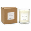 Heaven Scent Tea Tree And Geranium Medium Candle, unlit with its brown kraft box against white