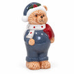 Single complete Teddy Bear in Winter Blue ornament on a white background