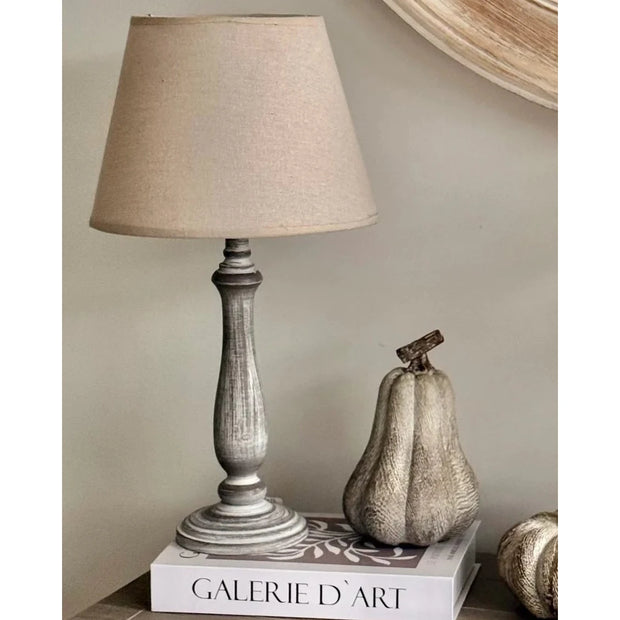 Teos Washed Wood Lamp by Hill Interiors, 53cm tall, featuring a natural washed wood finish and modern lighting design.