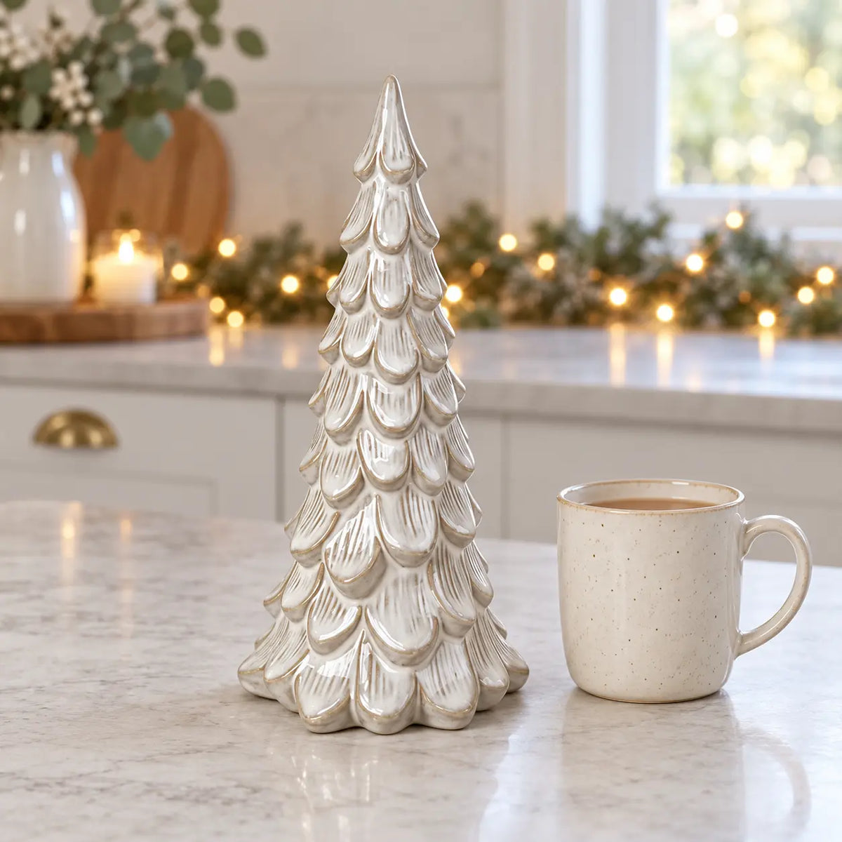 Satchville large glazed ceramic Christmas tree ornament with textured detail